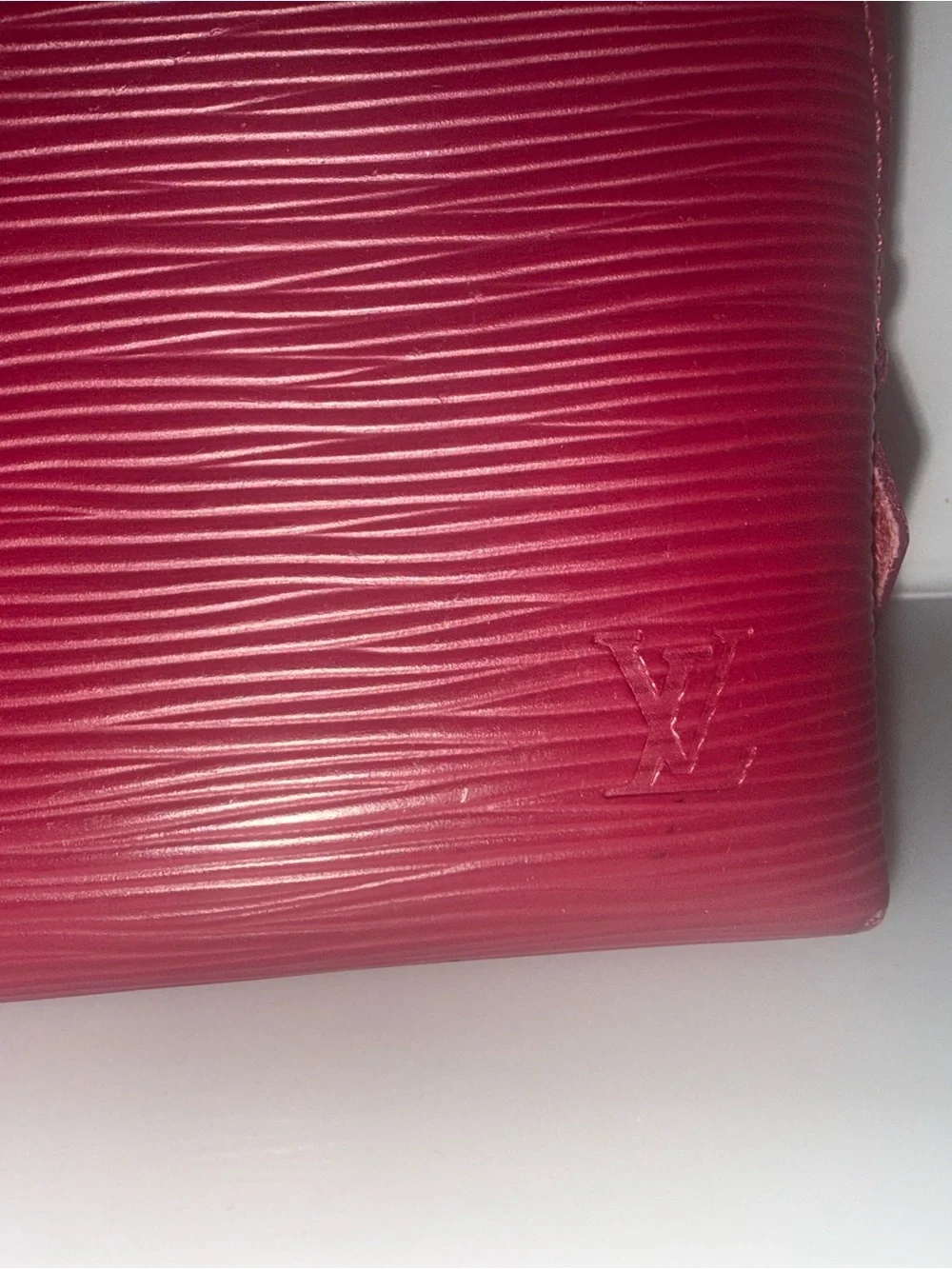 Authentic Louis Vuitton Red Textured Cosmetic Pouch